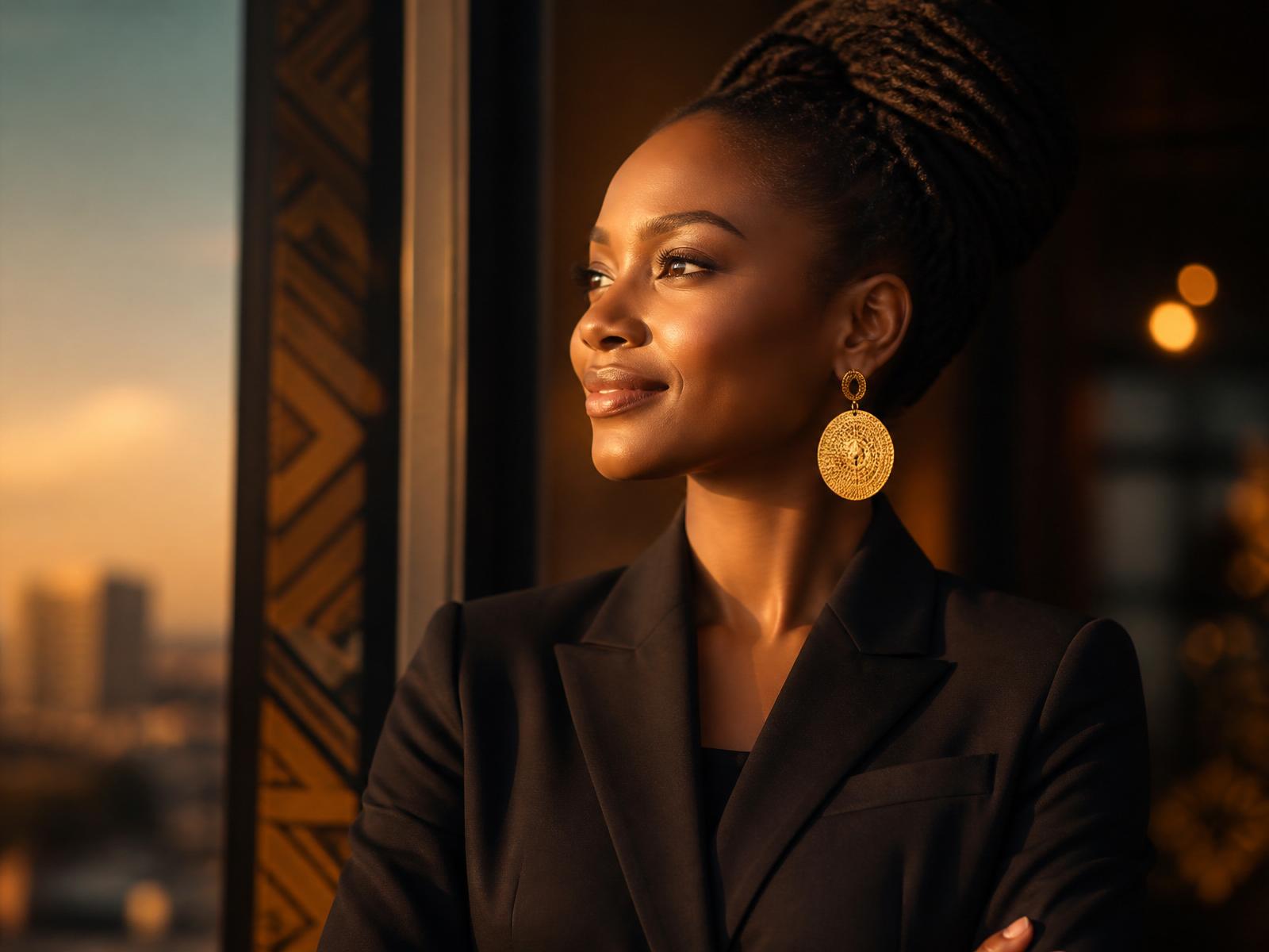 A young African professional looking toward the horizon